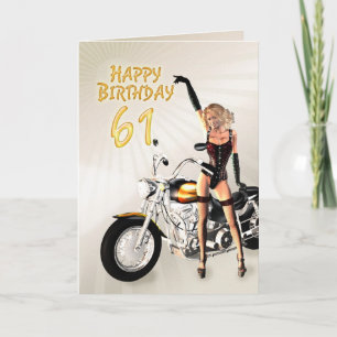 61. Geburtstagskarte mit einem Motorrad Karte