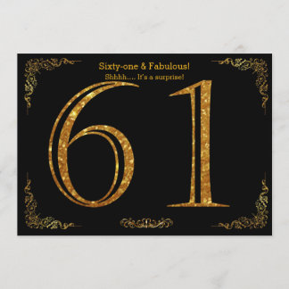 61. Geburtstagsparty, Gatsby-Styl, schwarzer Glitz Einladung