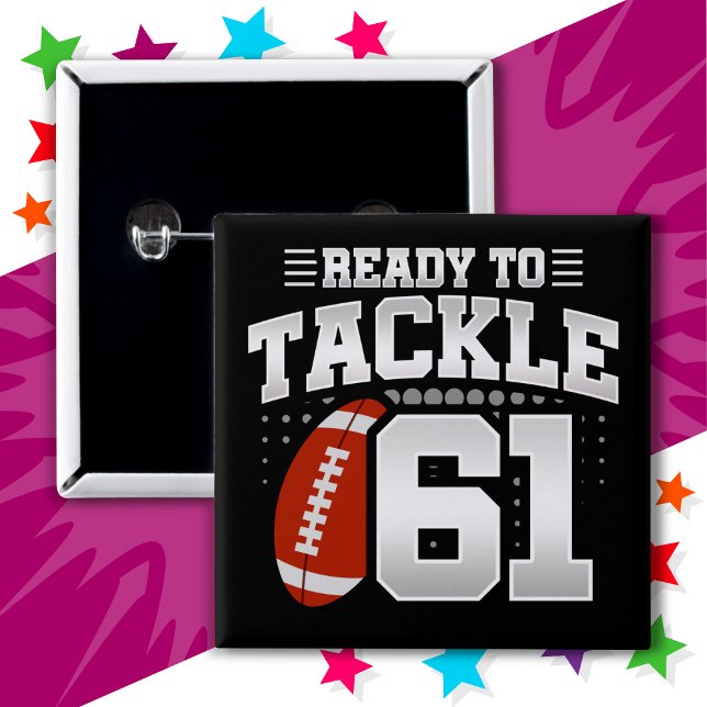 61-jähriges Tackle Football Party 61. Geburtstag Button (Von Creator hochgeladen)