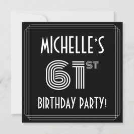61st Birthday Party: Art Deco Style w/ Custom Name Einladung