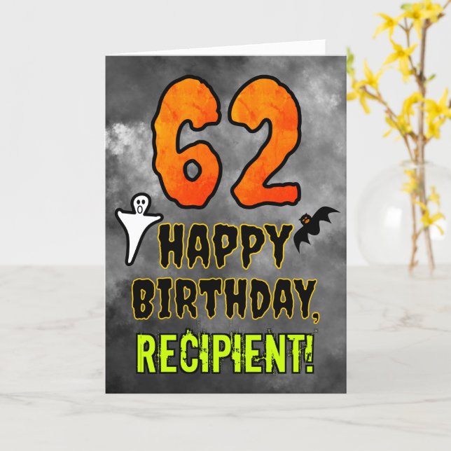 62. Geburtstag: Eerie Halloween Thema + Individuel Karte (Gelbe Blume)