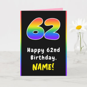 62. Geburtstag: Farbiger Regenbogen # 62, Individu Karte