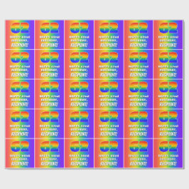 62. Geburtstag: Farbiges, lustiges Regenbogenmuste Geschenkpapier