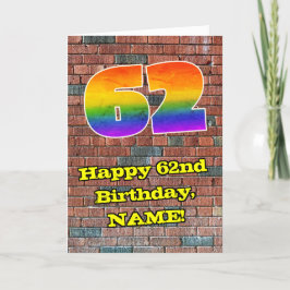 62. Geburtstag: Fun Graffiti-Inspiriert Regenbogen Karte