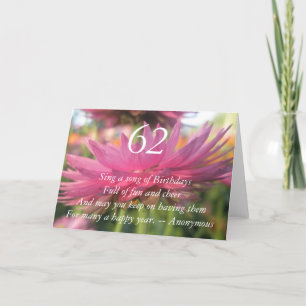 62. Geburtstag Pink Paper Daisy Quote Card Karte