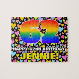 62. Geburtstag — Spaß, liebevolle Herzformen + "62 Puzzle