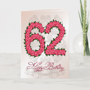 62. Geburtstagskarte mit Rose und Blätter Karte