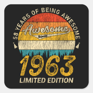 62 Jahre alt 1963 Retro Phantastisch 62. Geburtsta Quadratischer Aufkleber