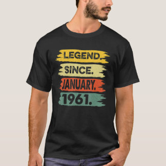 62 Jahre alte Legende seit Januar 1961 62. Geburt T-Shirt