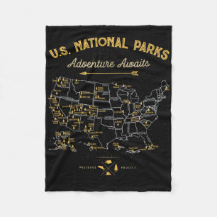 62 National Parks Karte Geschenke uns Park Vintage Fleecedecke