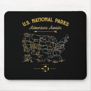 62 National Parks Karte Geschenke uns Park Vintage Mousepad