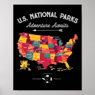 62 National Parks Karte Geschenke uns Park Vintage Poster