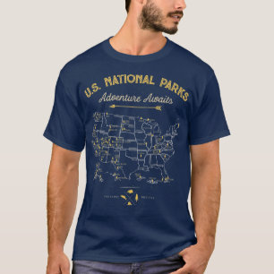 62 National Parks Map gibt US Park Vintag (2) T-Shirt