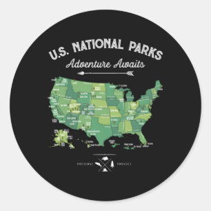 62 National Parks Map Us Park Camg Wandern Runder Aufkleber