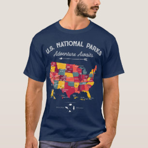 62 National Parks Map verleiht US Park Vintag T-Shirt