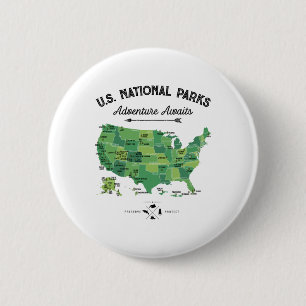 62 Nationalparks Karte Us Park Vintage Camping Wan Button