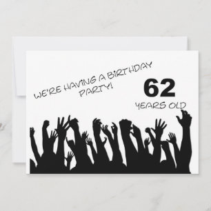 62. Party Einladung mit jubelnden Menschenmassen