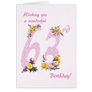63. Geburtstag Blume dekorierte Zahlen