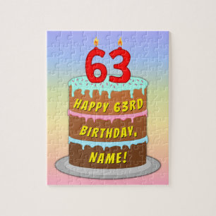 63. Geburtstag: Fun Cake and Candles + Individuell Puzzle