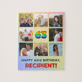 63. Geburtstag: Fun Rainbow #, Individuelle Name & Puzzle