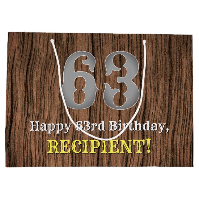 63. Geburtstag: Inspirierter Country Western Look, Große Geschenktüte (Rückseite)
