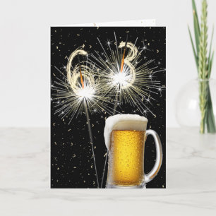 63. Geburtstag Knisterkerzen mit Bierkrug Karte