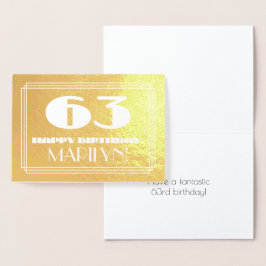 63. Geburtstag: Name + Art Deco Inspiriert Look "6 Folienkarte