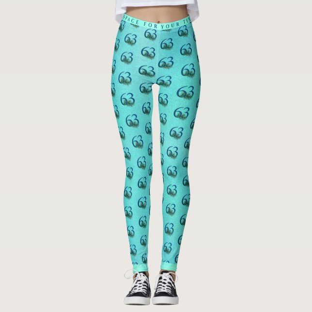 63. Geburtstag oder Jubiläum Pfauenmuster Leggings (Vorderseite)