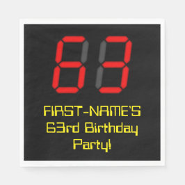 63. Geburtstag: Red Digital Clock Style "63" + Nam Serviette