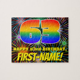 63. Geburtstag: Spaß, farbenfrohe feierliche Feuer Puzzle