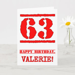 63. Geburtstag: Spaß, Red Rubber Briefmarke Inspir Karte