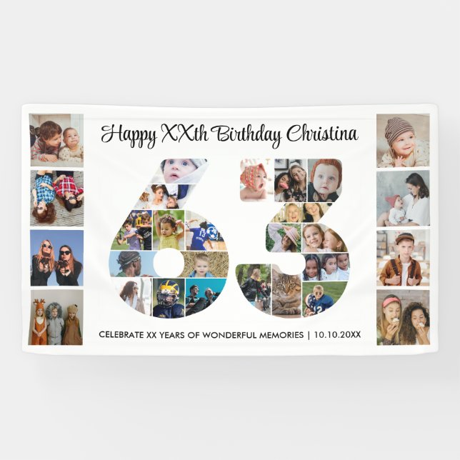 63. Geburtstagsfeier Nummer 63 Fotocollage Banner (Horizontal)