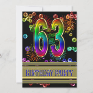 63. Geburtstagsparty Einladung mit Blasen