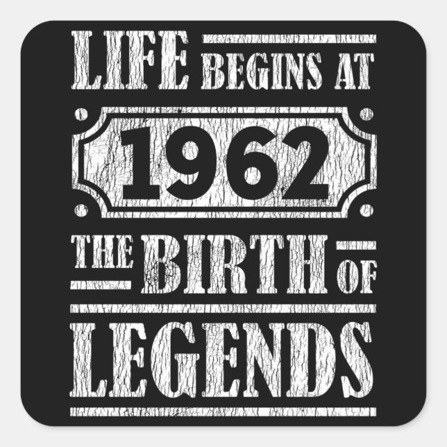 63 Jahre alt 1962 Geburt der Legende 63. Geburtsta Quadratischer Aufkleber (Vorderseite)