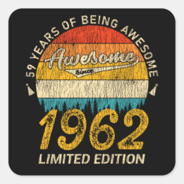 63 Jahre alt 1962 Retro Phantastisch 63. Geburtsta Quadratischer Aufkleber