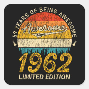 63 Jahre alt 1962 Retro Phantastisch 63. Geburtsta Quadratischer Aufkleber