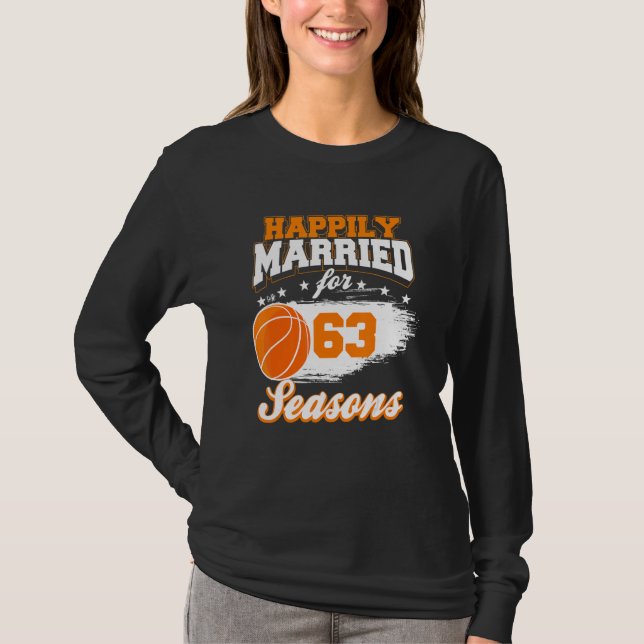 63 Jahre Hochzeitstag Basketball Verheiratet Co. T-Shirt (Vorderseite)