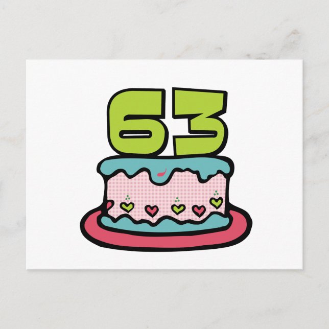 63-jähriger Geburtstagskuchen Postkarte (Vorderseite)