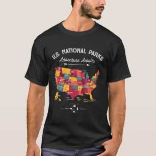 63 National Parks Map Us Park Camg Wandern T-Shirt