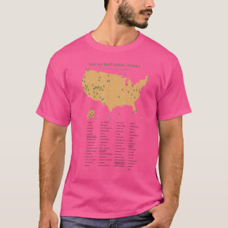 63 National Parks Map Us Park Camping Hiking T-Shirt