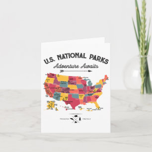 63 National Parks Map Us Park Retro Vintag Campin Karte