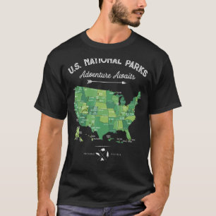 63 National Parks Map US Park Retro Vintag Campin T-Shirt