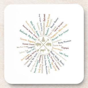 63 National Parks Map zeigt US Park Vintag Campin Getränkeuntersetzer