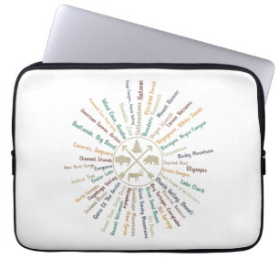 63 National Parks Map zeigt US Park Vintag Campin Laptopschutzhülle