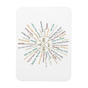 63 National Parks Map zeigt US Park Vintag Campin Magnet