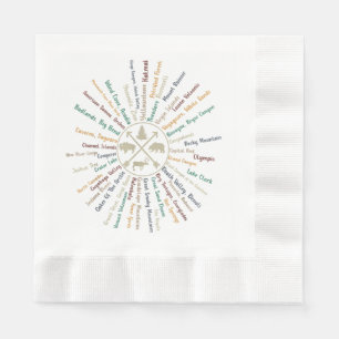 63 National Parks Map zeigt US Park Vintag Campin Serviette