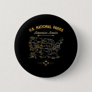 63 Nationalparks Karte US Park Retro Vintage Campi Button
