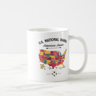 63 Nationalparks Karte Us Park Retro Vintage Campi Kaffeetasse