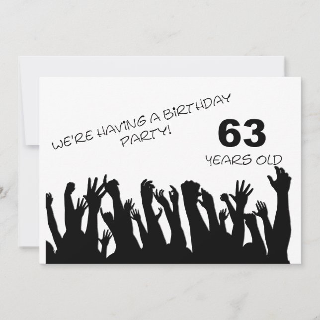 63. Party Einladung mit jubelnden Menschenmengen (Vorderseite)