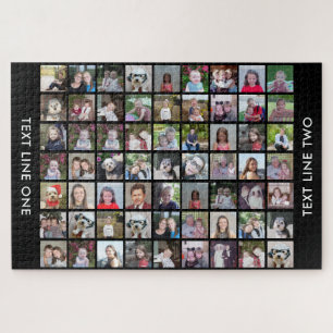 63 Quadratische Fotocollage mit Text - schwarz Puzzle